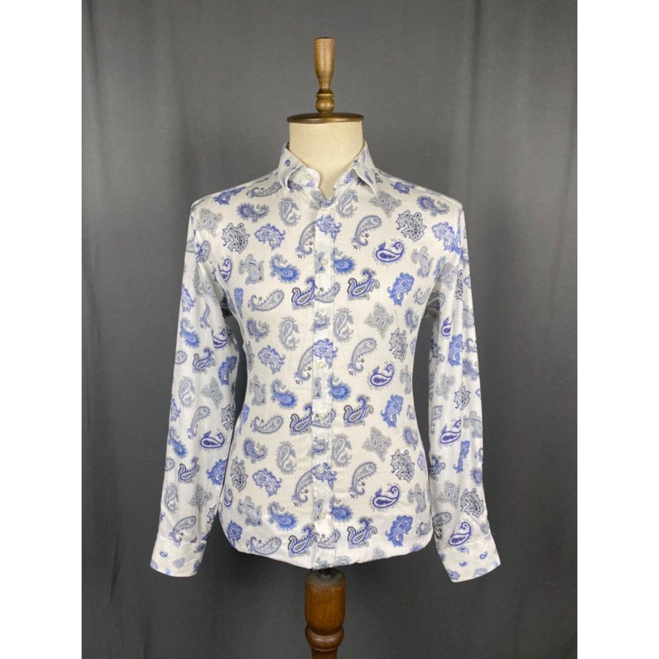 Etro Paisley Men's White Blue Longsleeve Shirt Size 43
