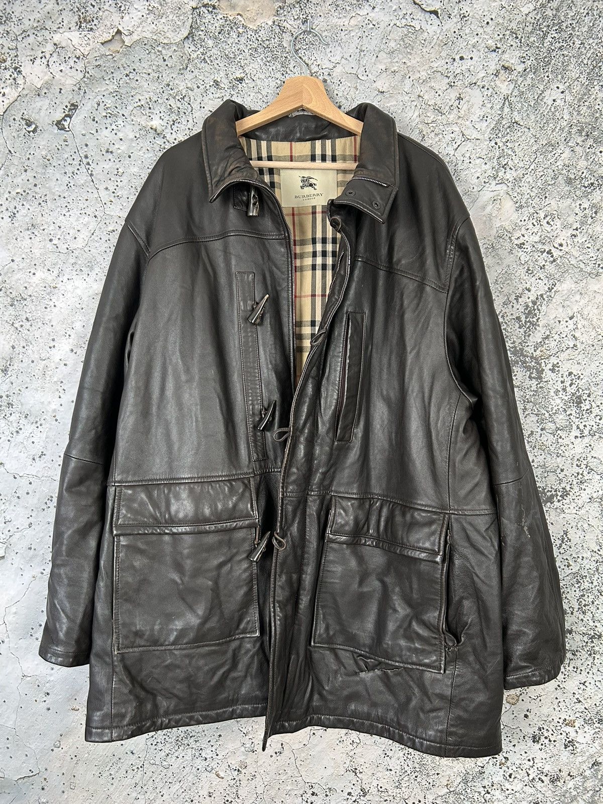 image of Vintage Burberry Lambskin Leather Jacket Parkas Designer in Black, Men's (Size XL)