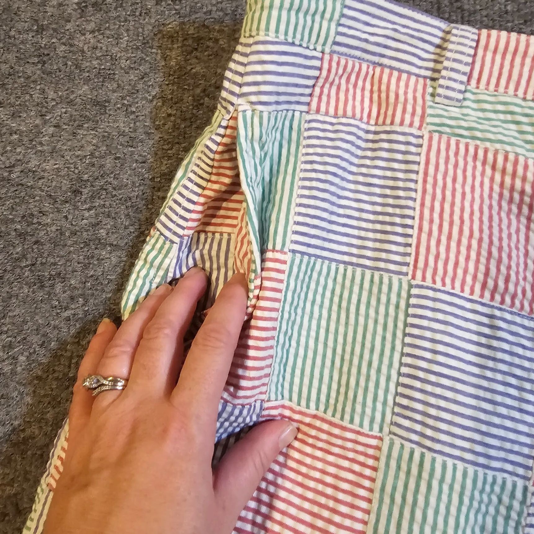 Vintage Harris Shorts Men 34 Green Blue Red Madras Plaid Bermuda Preppy Casual Seersucker 10in Inseam Flat Front Knit Cotton Zip Pockets Size US 34 / EU 50 - 3 Thumbnail