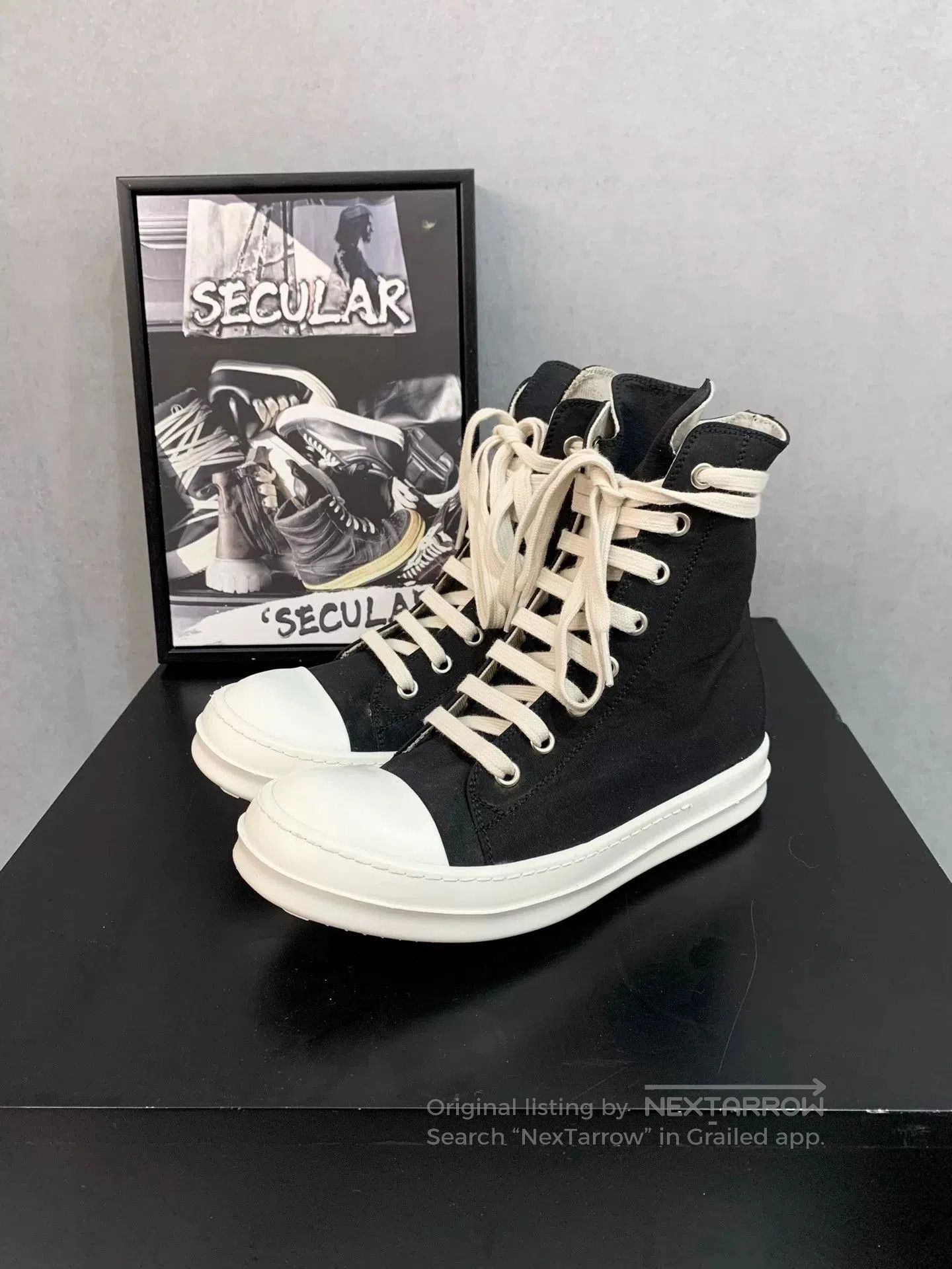 Rick Owens Drkshdw Rick Owens 19FW Satin Canvas High-Top. Size US 5.5 / IT 35.5 - 1 Thumbnail