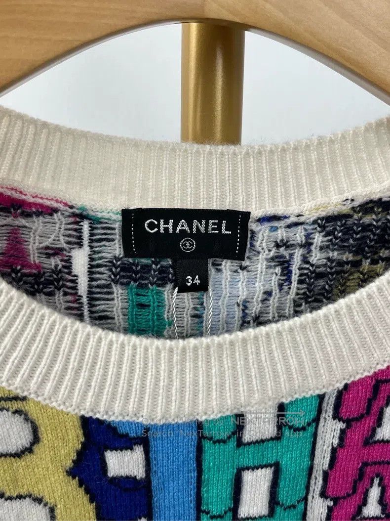 Chanel Chanel White rhinestone letter logo long-sleeved knitwear Size XXS / US 00 / IT 34 - 7 Thumbnail