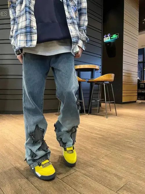 Japanese Brand × Jean Vintage star embroidered raw edge casual jeans Size US 32 / EU 48 - 2 Thumbnail