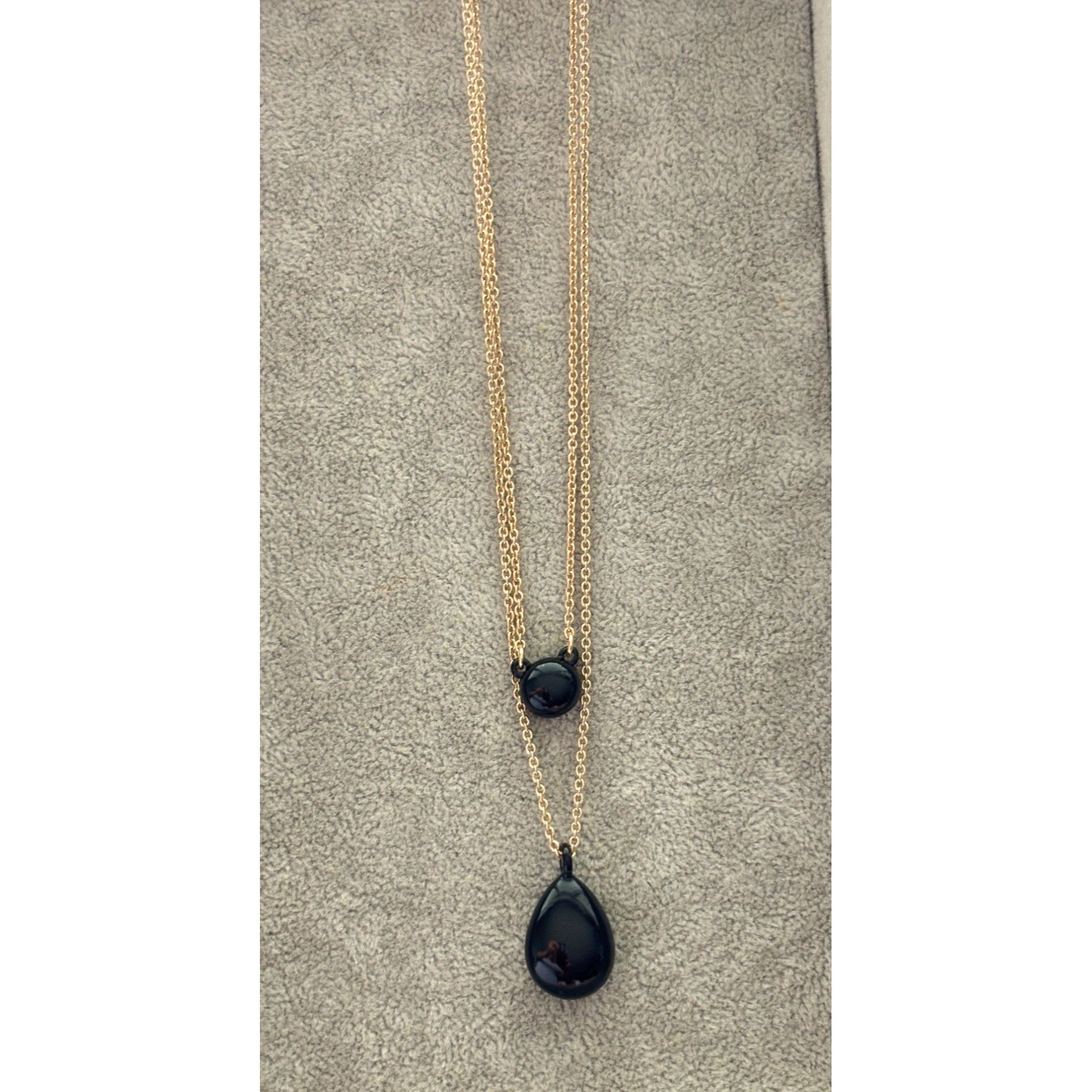 DKNY DKNY Gold-Tone Layered Chain Necklace With Black Teardrop & Size ONE SIZE - 4 Thumbnail