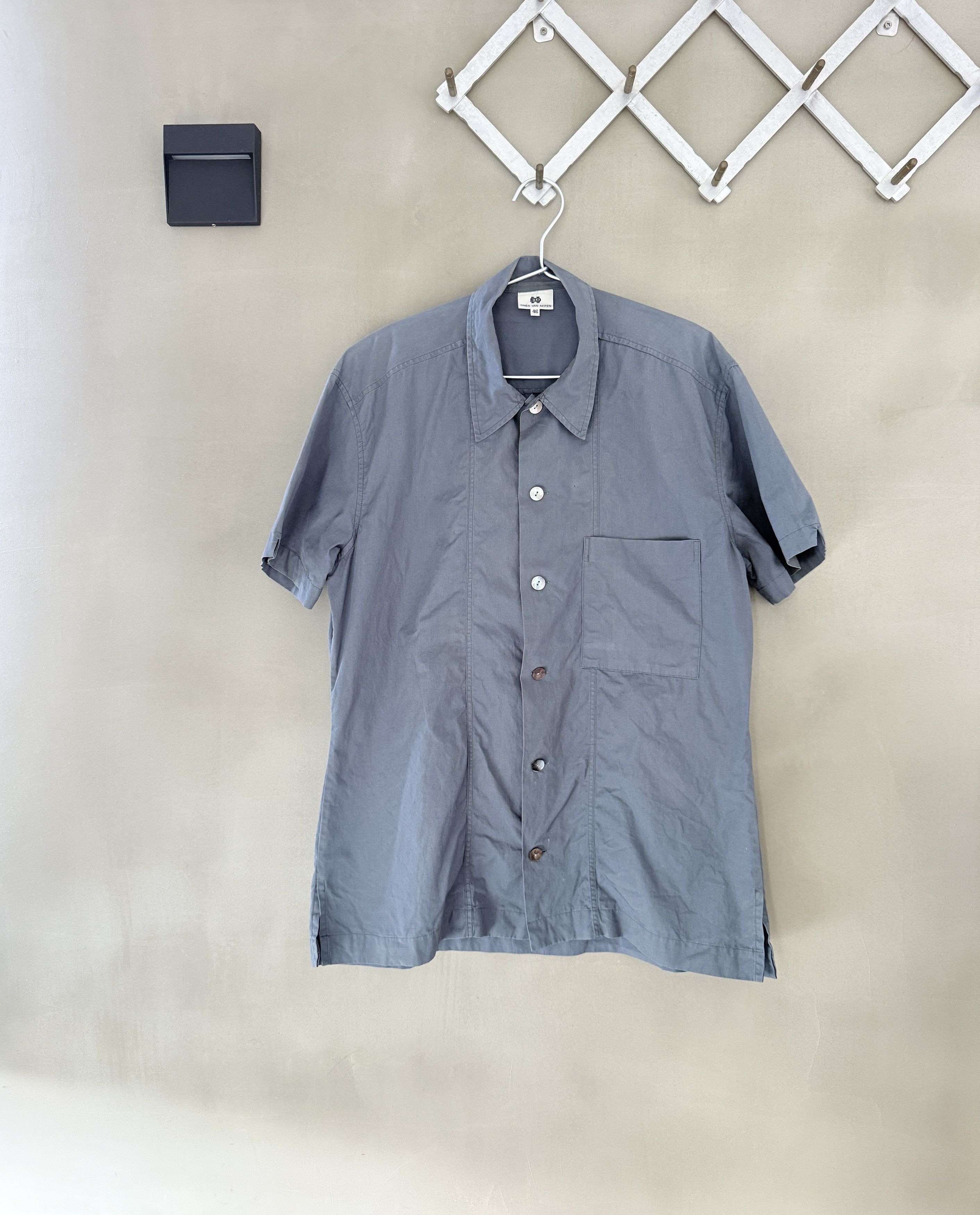 90s Dries Van Noten Mens Grey Cotton Shirt Collector Item