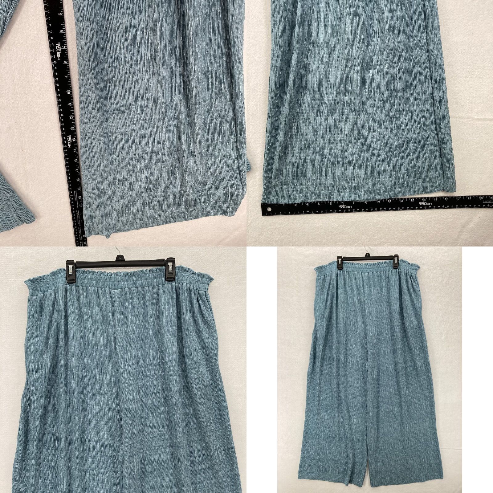 Vintage LuLaRoe Womens 3XL Blue Flowy Wide-Leg Pants Pull On 100% Polyester Regular Size Stretch Pockets Size 27" / US 4 / IT 40 - 8 Thumbnail
