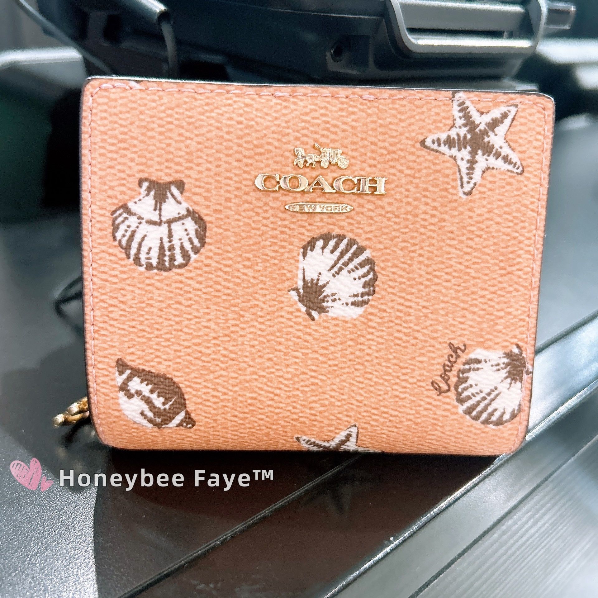 Coach Snap Wallet Coral Sunrise Shell Printed Canvas CBO73 Size ONE SIZE - 2 Thumbnail