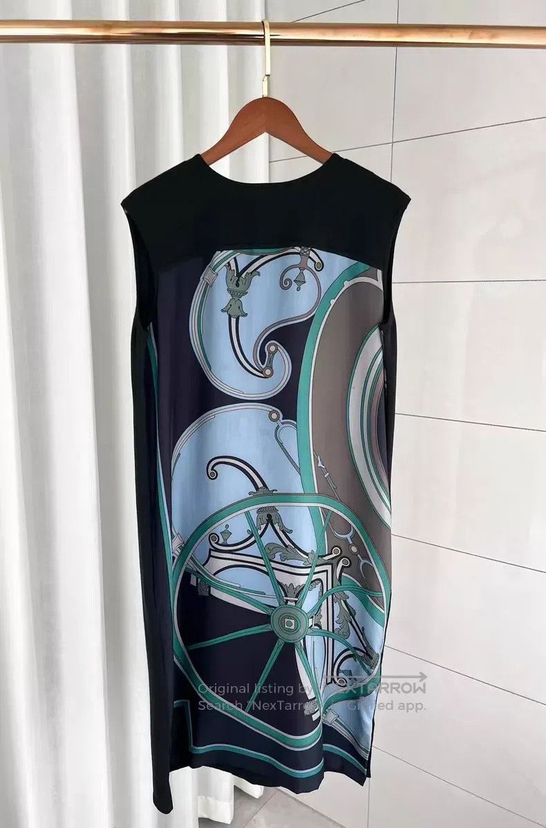 Hermes Hermes Wheel Print Silk and Knit Patchwork Dress Size XS / US 0-2 / IT 36-38 - 1 Thumbnail