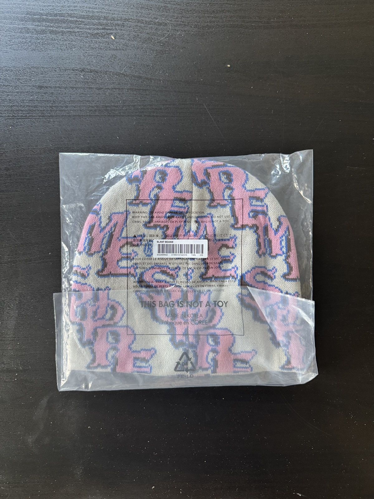 Supreme gothic slanted beanie