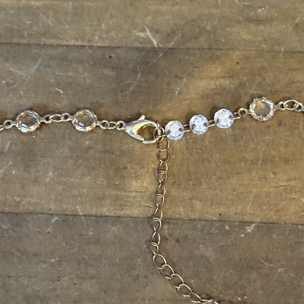 Other Gold tone teal and clear cubic zirconia crystal necklace Size ONE SIZE - 4 Thumbnail