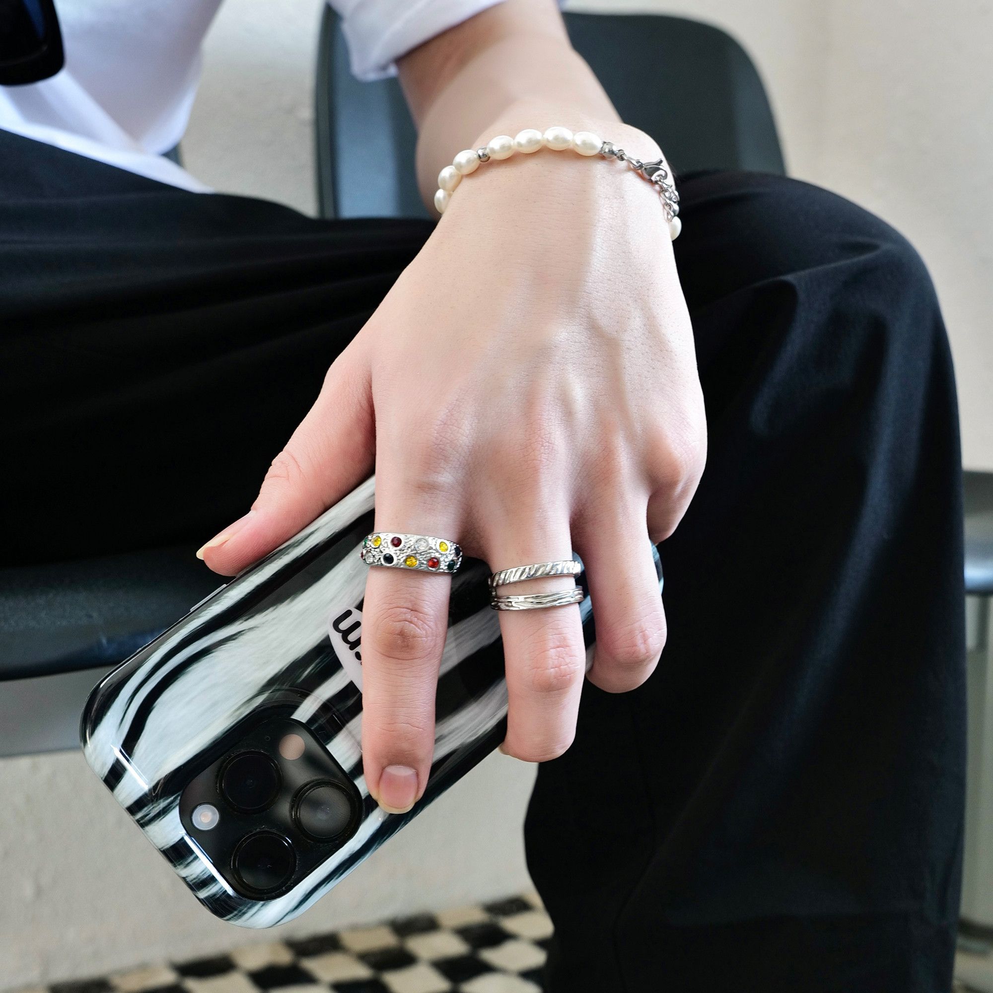 Jewelry Punk Jewelry Rings Open Size Chrome Ring (Size 7-13) Size ONE SIZE - 4 Thumbnail