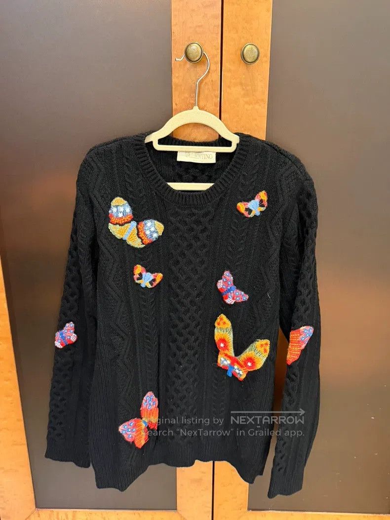 Valentino Valentino Butterfly embroidered sweater Size L / US 10 / IT 46 - 1 Thumbnail