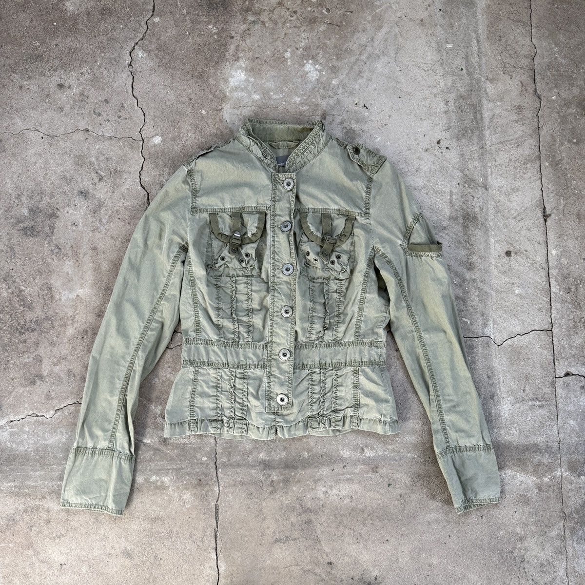 20471120 Mexx Archive Bondage Pockets Olive Khaki Military Jacket Size M / US 6-8 / IT 42-44 - 1 Thumbnail