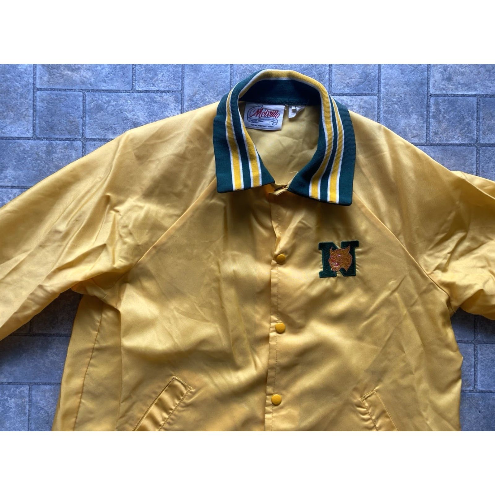 Logo 7 VINTAGE Melville Jacket University Logo Yellow Green L Men’s Regular 80s 90s Sports Logo Size US L / EU 52-54 / 3 - 4 Thumbnail