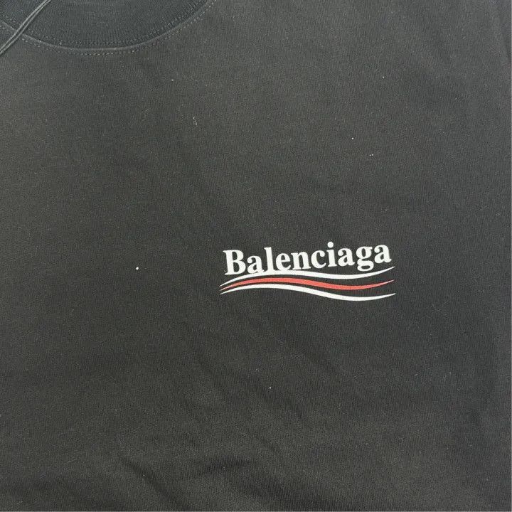 Balenciaga Balenciaga Black Logo Print Short Sleeve T-Shirt 0079-2507 Size L / US 10 / IT 46 - 4 Thumbnail
