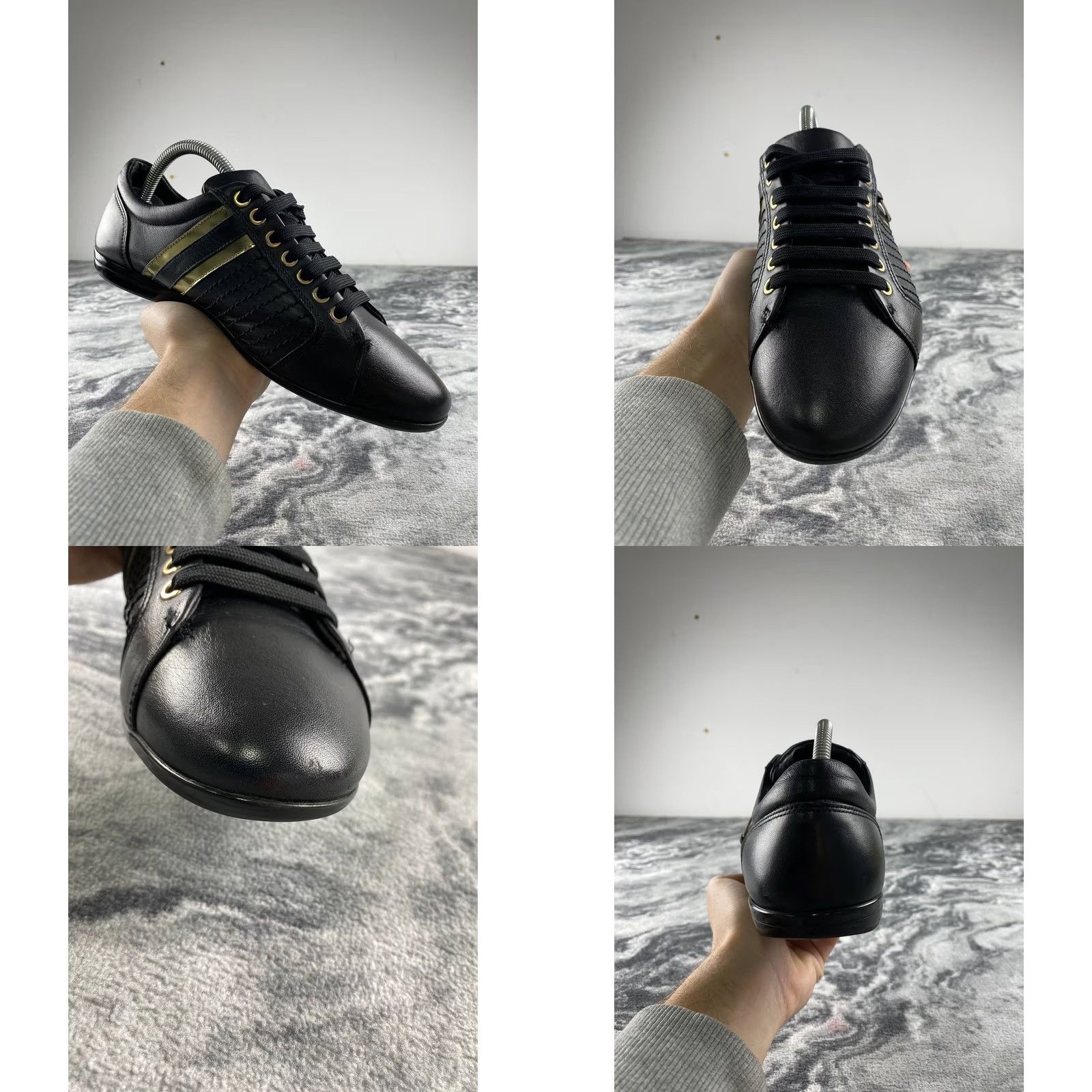 Versace Versace Collection Leather Sneakers Women Size 39 Black Casual Walking Logo Leather Upper Lining Rubber Outsole Low Top Size US 8 / IT 38 - 9 Thumbnail