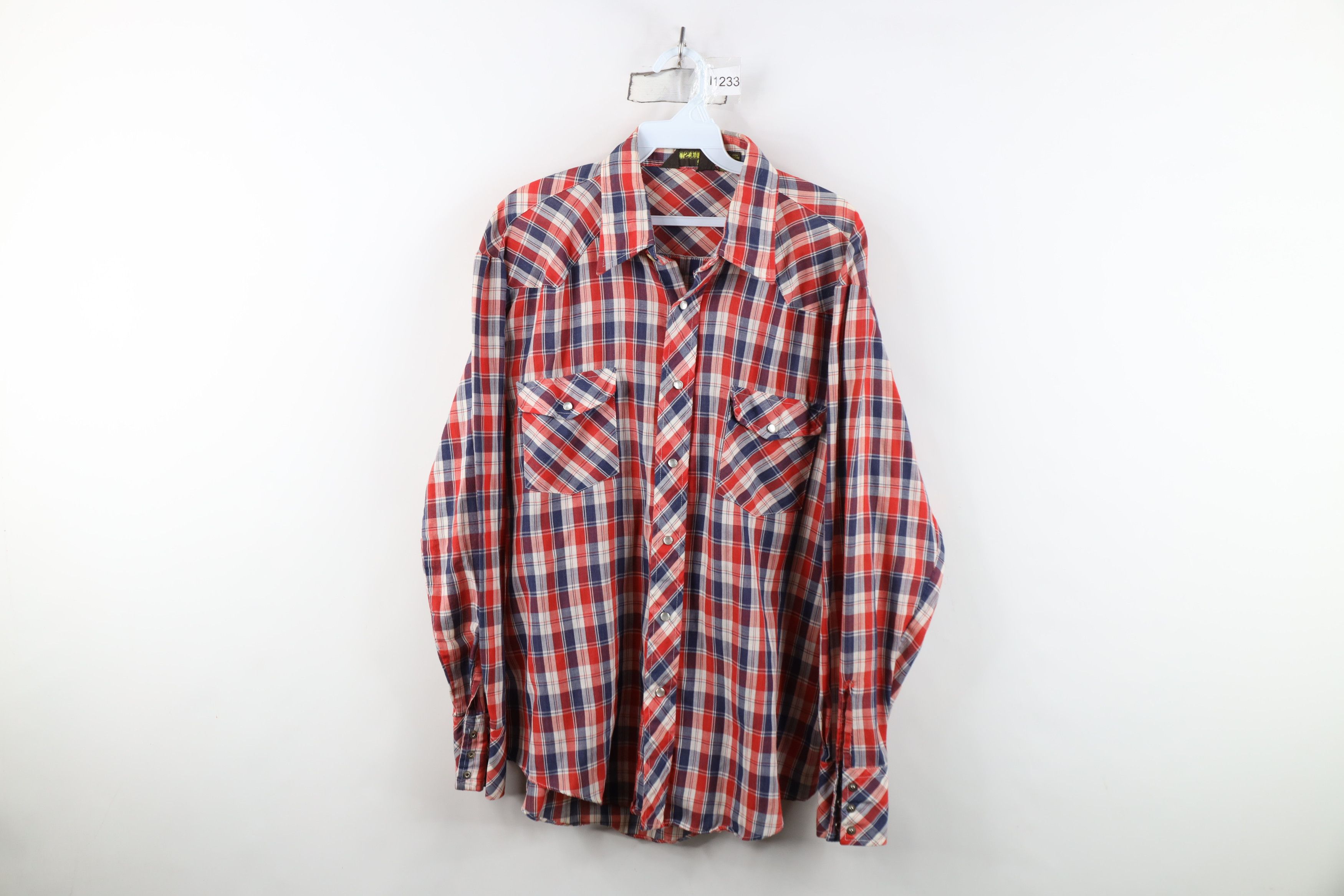 Vintage Vintage 70s Streetwear Western Rodeo Snap Button Shirt Plaid Size US XL / EU 56 / 4 - 1 Thumbnail