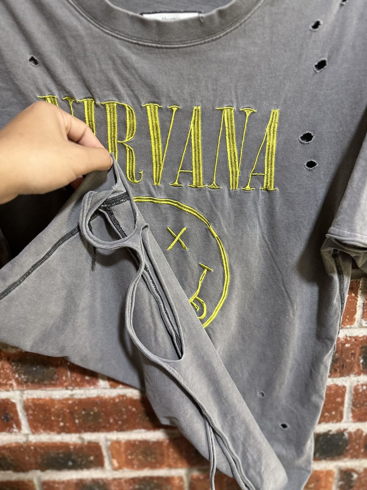 Band Tees Thrashed Vintage Nirvana Smile X Jouetie Distress Tee Size US L / EU 52-54 / 3 - 8 Thumbnail