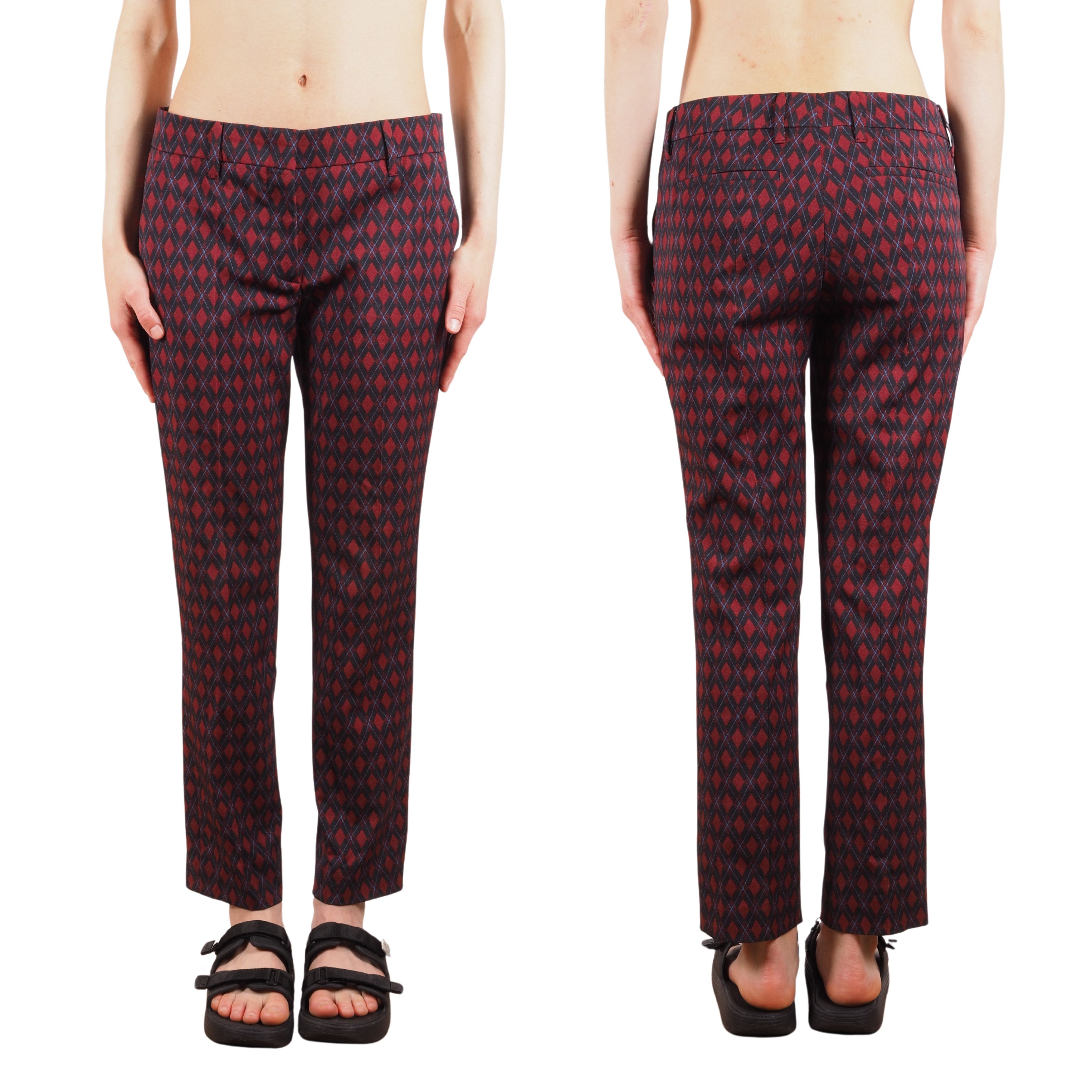 Prada Prada Vintage Red Black Geometric Cropped Pants Size 27" / US 4 / IT 40 - 2 Thumbnail
