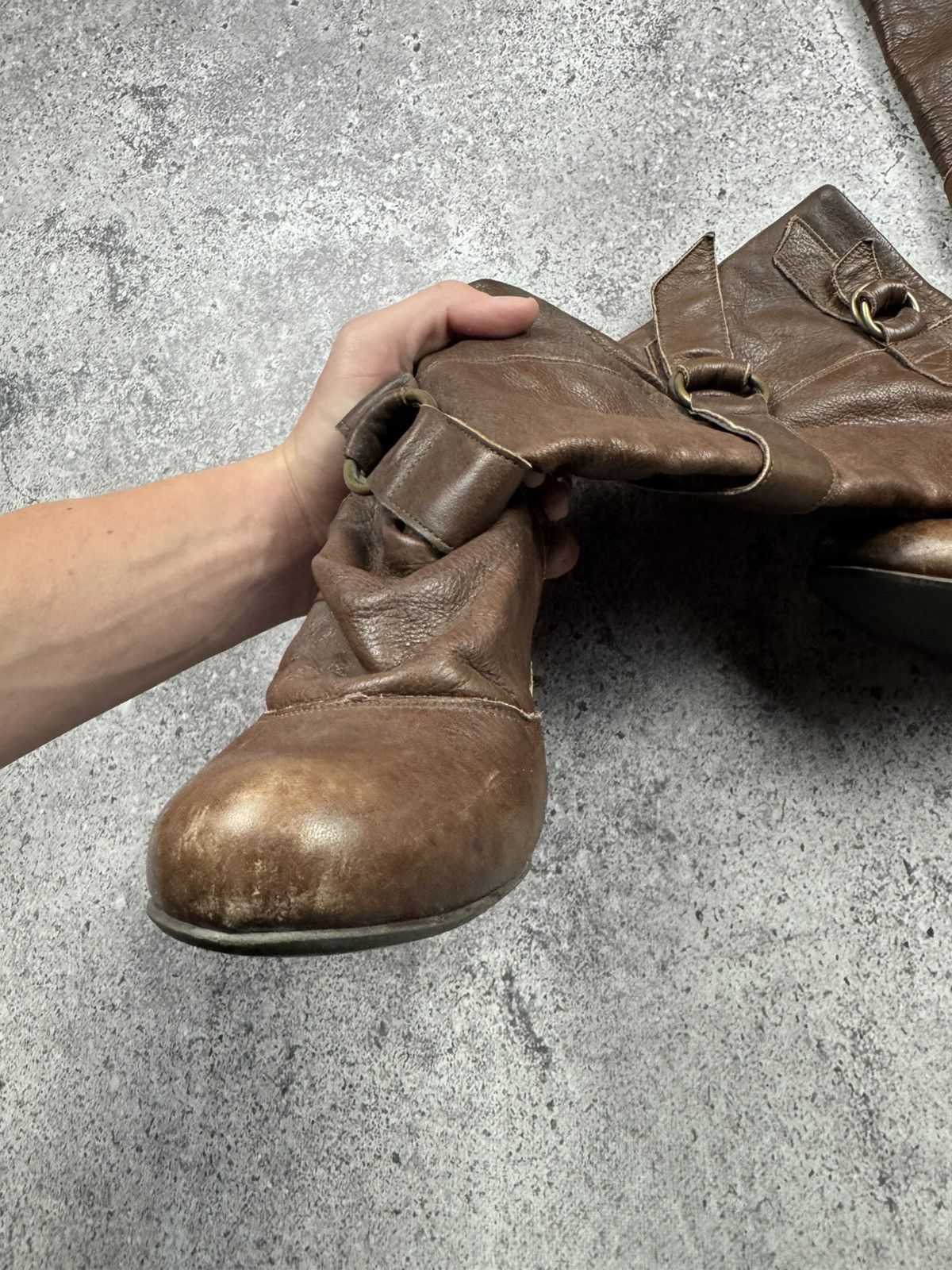 If Six Was Nine Vintage Italian AS98 Heel Leather Biker Boots In Brown Size US 7 / IT 37 - 7 Thumbnail