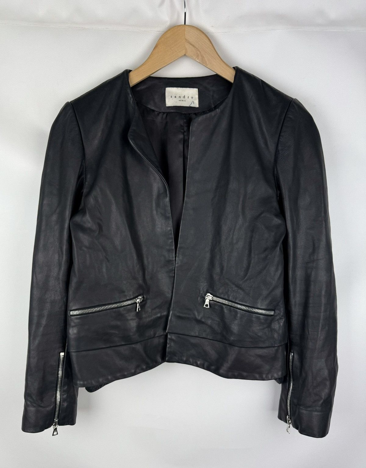 Sandro Sandro Paris Ladies Lamb Leather Biker Jacket Size ~ L Size L / US 10 / IT 46 - 1 Thumbnail