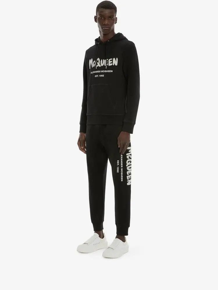 Alexander McQueen o1w1db10925 Graffiti Hooded Sweatshirt in Black Size US L / EU 52-54 / 3 - 3 Thumbnail