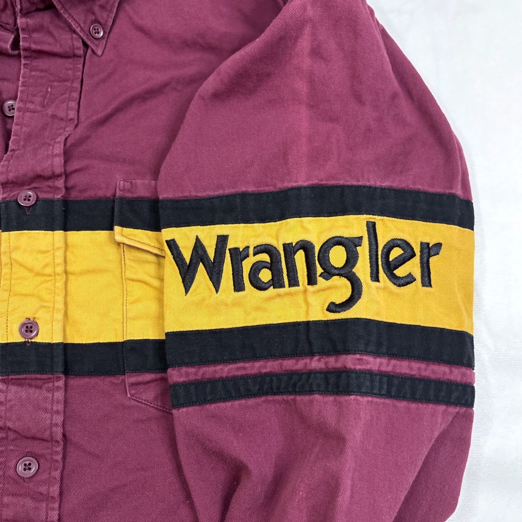 Wrangler VINTAGE Wrangler Shirt Mens Medium Bold Striped Denim X Long Tails Brush Popper Western 90s Mens Size US M / EU 48-50 / 2 - 3 Thumbnail