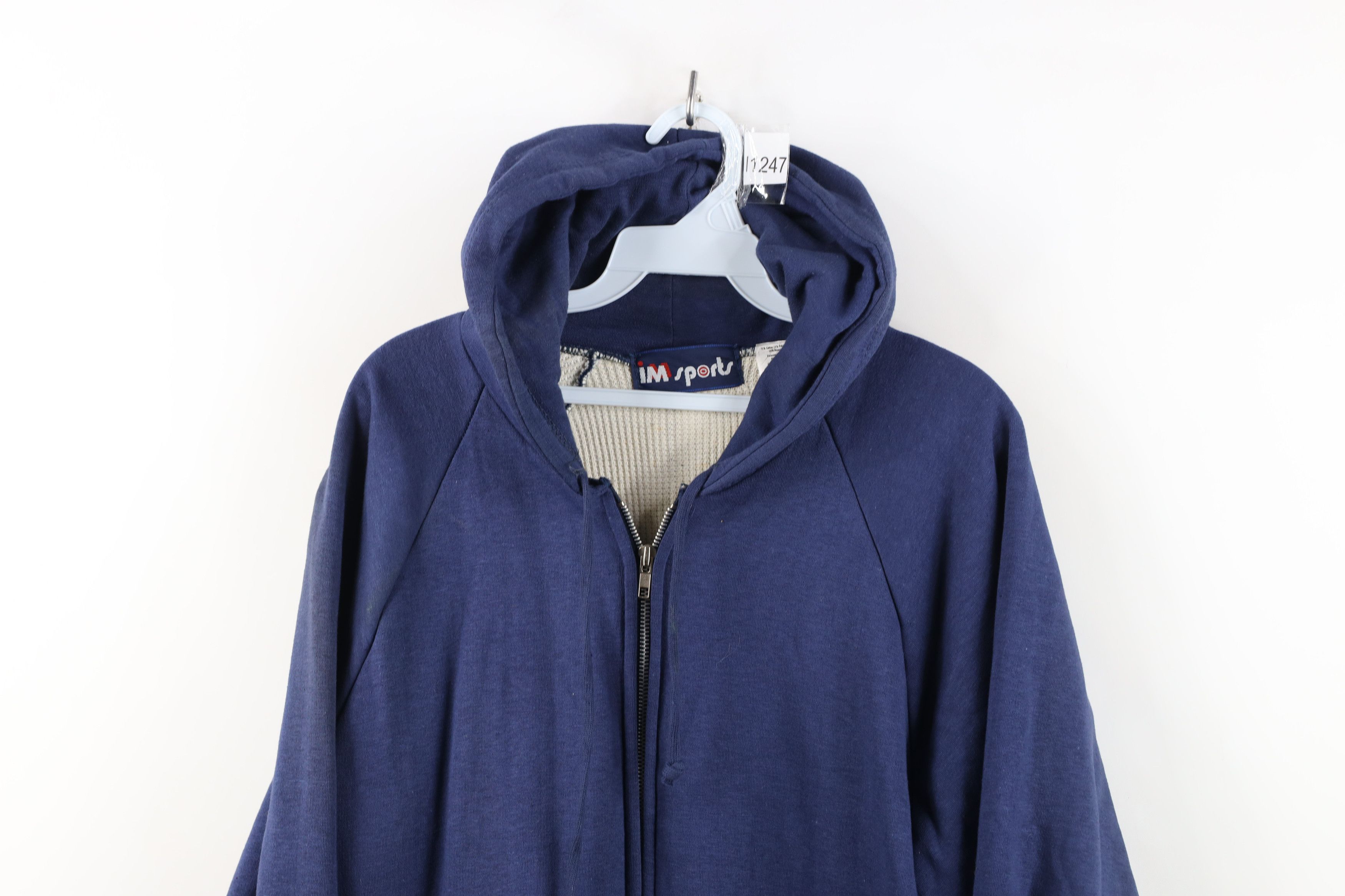 Vintage Vintage 90s Thermal Waffle Knit Lined Hoodie Sweatshirt Size US XL / EU 56 / 4 - 2 Thumbnail