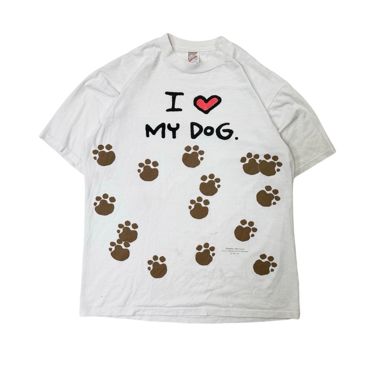 Vintage Vintage 90s Made in USA I Love My Dog Graphic T Shirt Size US L / EU 52-54 / 3 - 1 Thumbnail