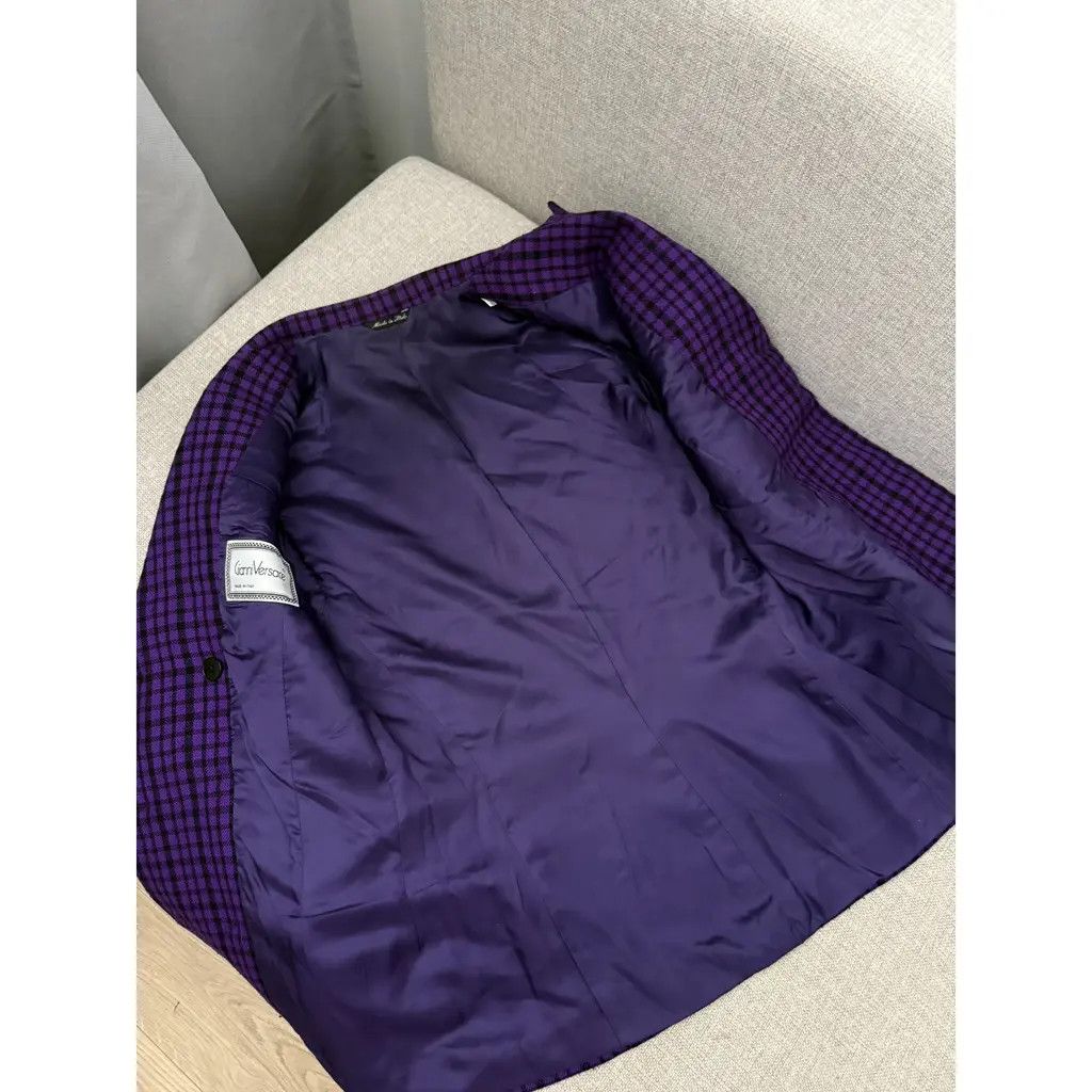 Other Gianni Versace Purple Check Double-Breasted Blazer IT42 Size M / US 6-8 / IT 42-44 - 5 Thumbnail