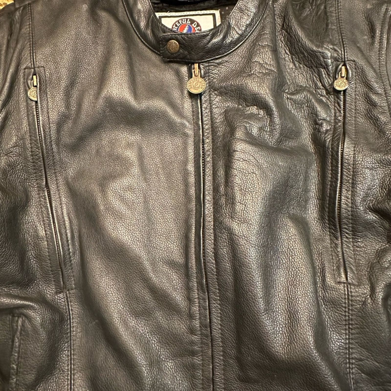 Grateful Dead Grateful Dead 2012 Black Leather Biker Jacket Mens 44 Size US S / EU 44-46 / 1 - 12 Thumbnail