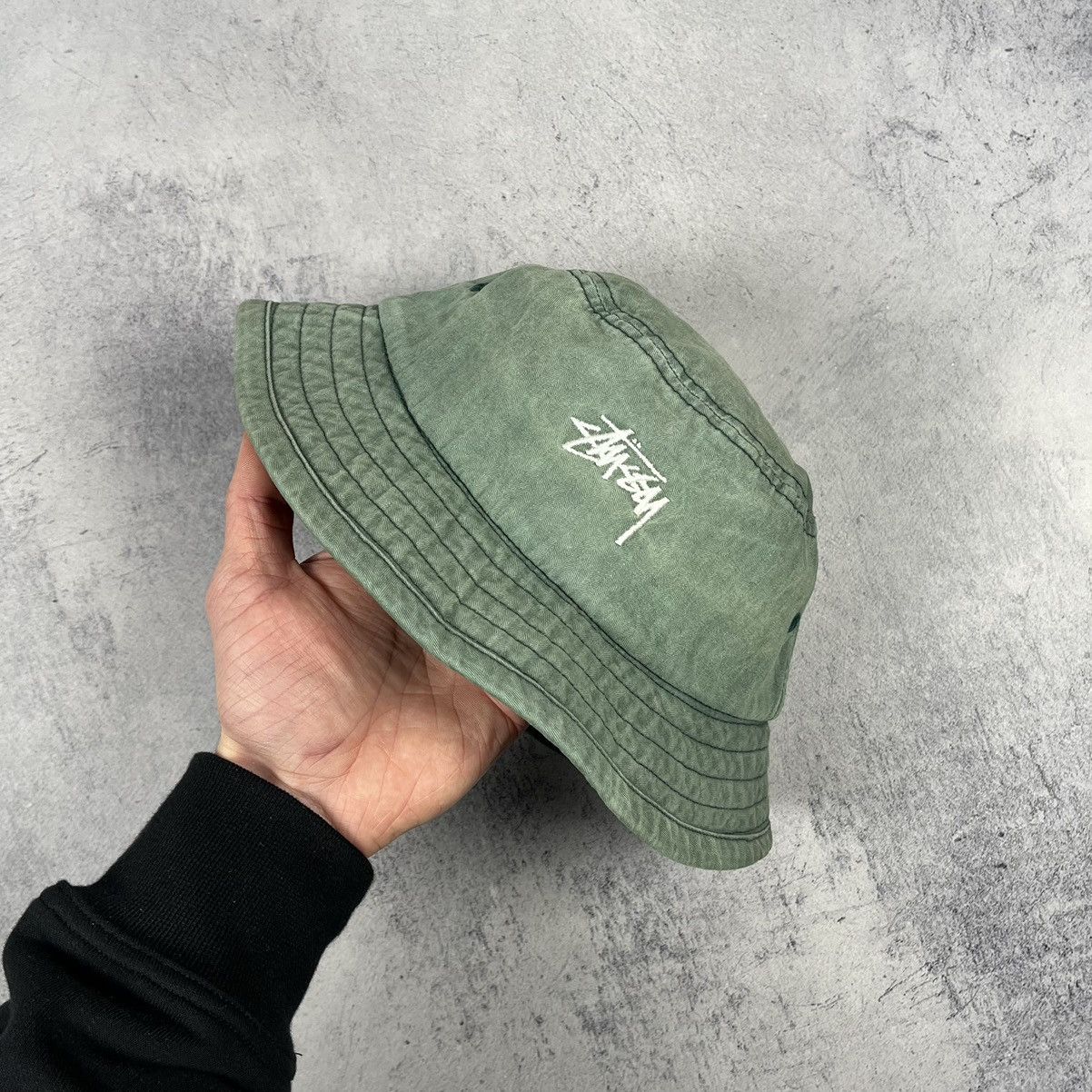 Stussy × Vintage Vintage Stussy washed logo y2k rare bucket hat panama 90’s Size ONE SIZE - 1 Thumbnail