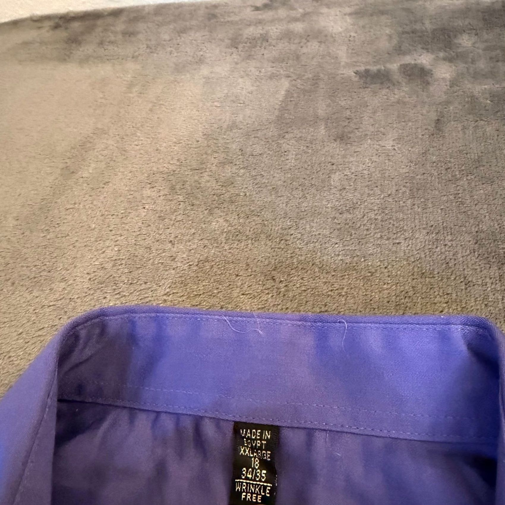 Geoffrey Beene VINTAGE? No. Geoffrey Beene Dress Shirt Purple Wrinkle Resistant 2XL Long Sleeve Button Down, Solid, Collared, Woven, 18 Neck Mens Size 48R - 3 Thumbnail