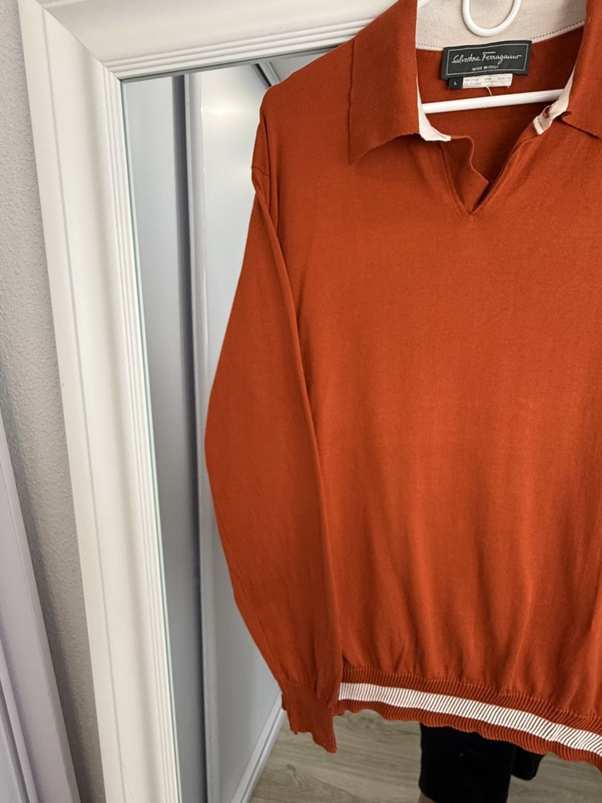 Salvatore Ferragamo Salvatore Ferragamo Sweater Pullover LongSleeve Polo Size: L Size US L / EU 52-54 / 3 - 5 Thumbnail