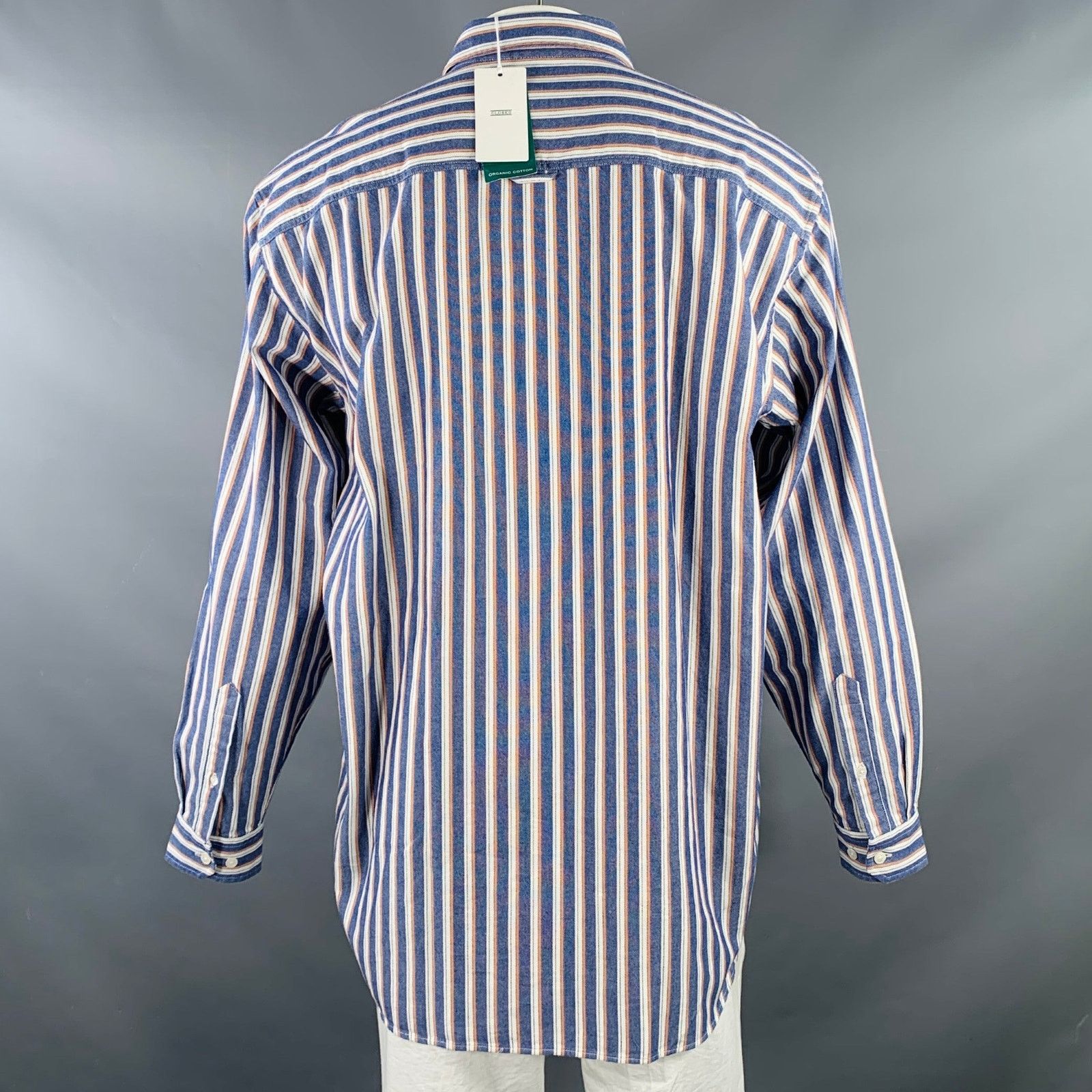 CLOSED Blue White Orange Stripe Cotton Two Pockets Shirt Size US XL / EU 56 / 4 - 4 Thumbnail