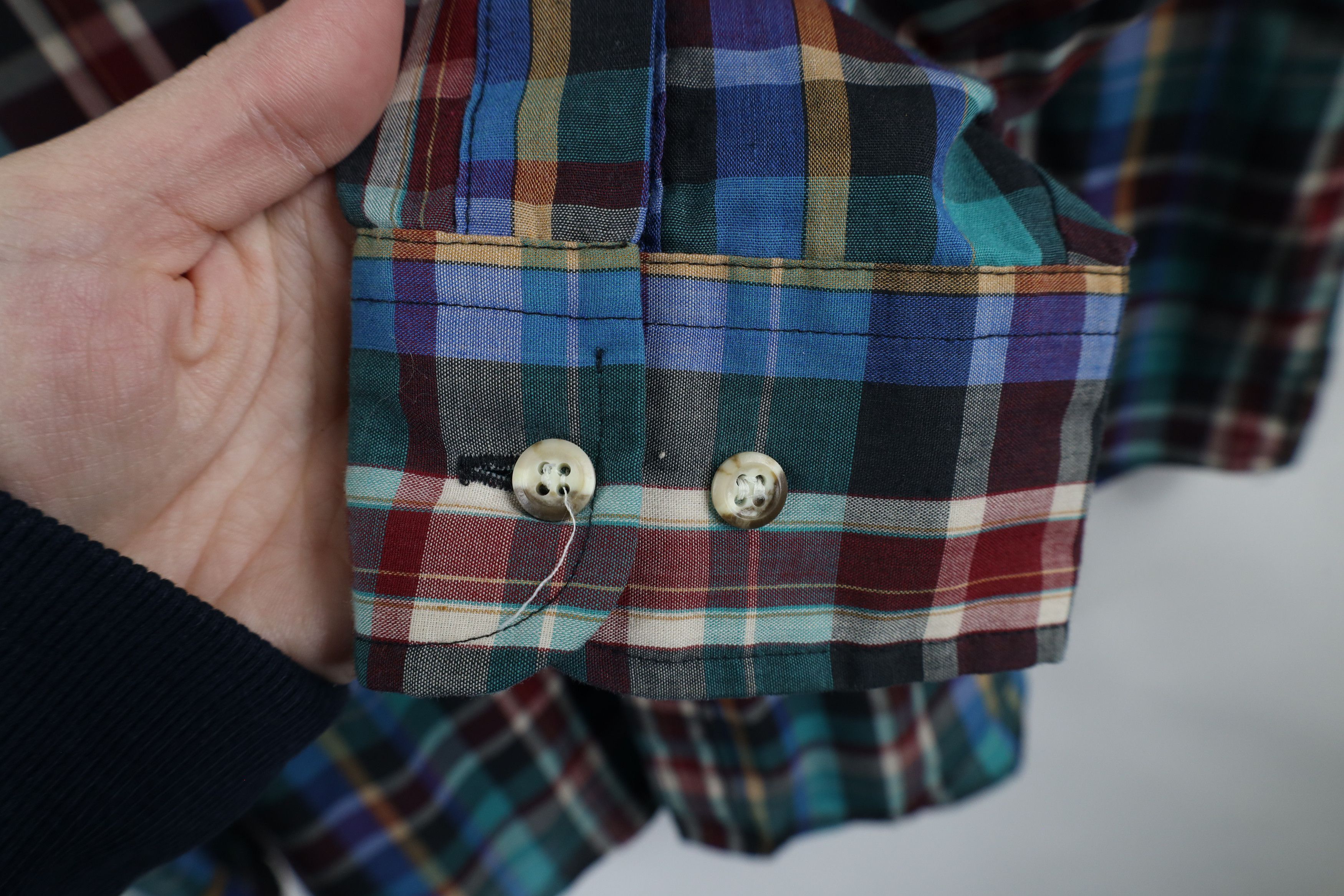Vintage Vintage 90s Streetwear Faded Rainbow Plaid Button Down Shirt Size US L / EU 52-54 / 3 - 4 Thumbnail
