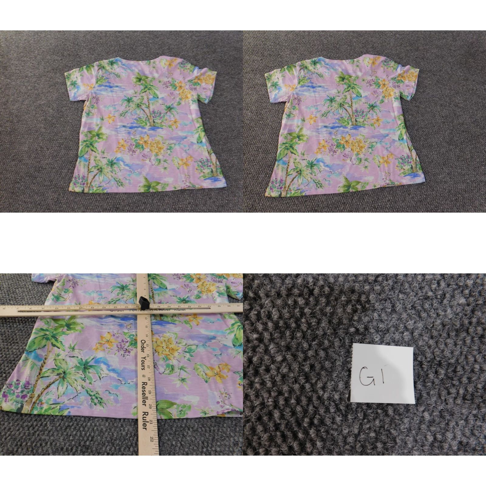 Vintage Alfred Dunner Blouse Shirt Petite PS Womens Purple Floral Round Neck Short Sleeve Pullover Stretch Polyester Spandex Lightweight Casual Size S / US 4 / IT 40 - 8 Thumbnail