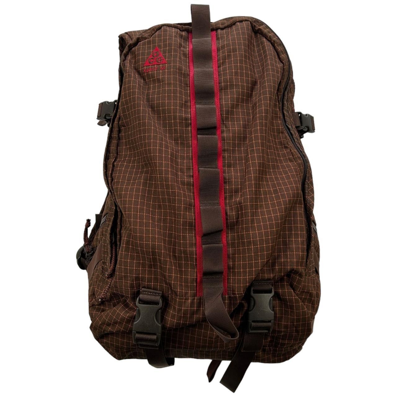 image of Vintage Nike Acg Karst 40L Grid Backpack in Brown, Men's