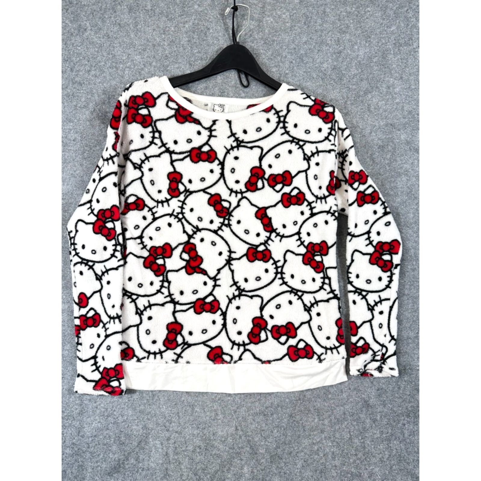 Vintage Hello Kitty Sanrio Sweatshirt Womens S White Red Fleece All Over Print Sleepwear Size S / US 4 / IT 40 - 3 Thumbnail