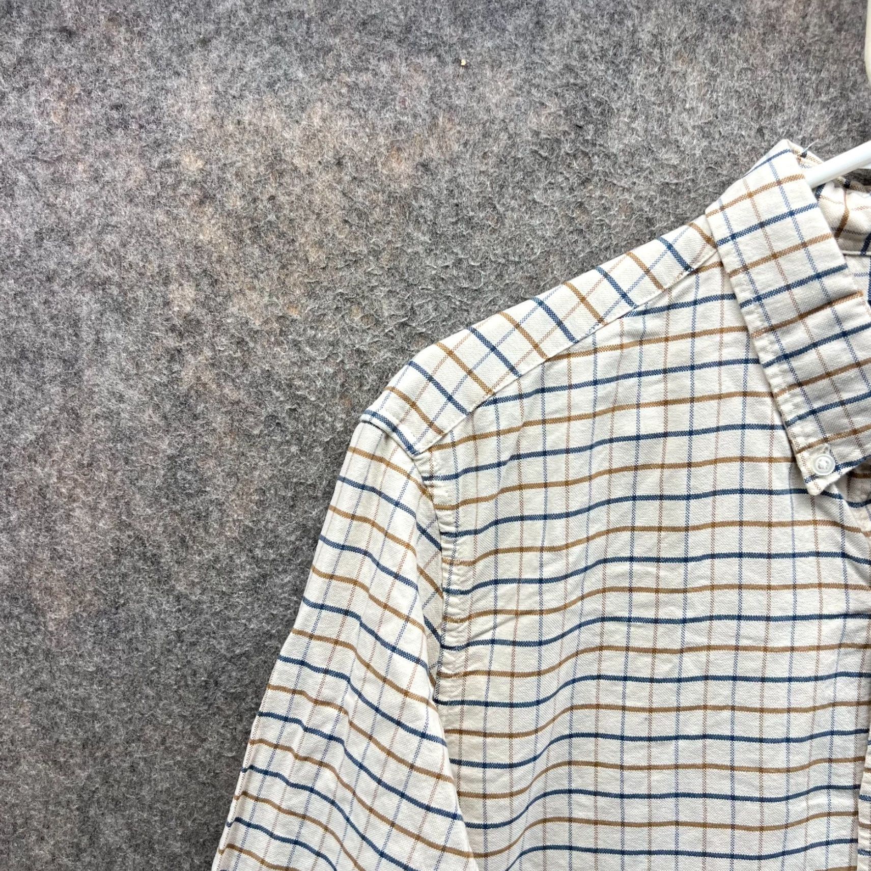 J.Crew VINTAGE J.CREW Shirt Men Medium Beige Flex Oxford Button Down Check Cotton Pocket Tan Size US M / EU 48-50 / 2 - 5 Thumbnail