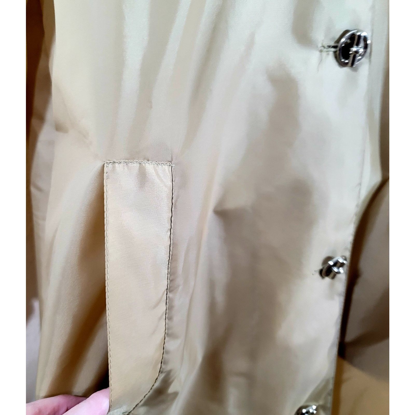 Other VTG Aqua Sheen Tan Brown Lightweight Raincoat Small Collard Size S / US 4 / IT 40 - 5 Thumbnail