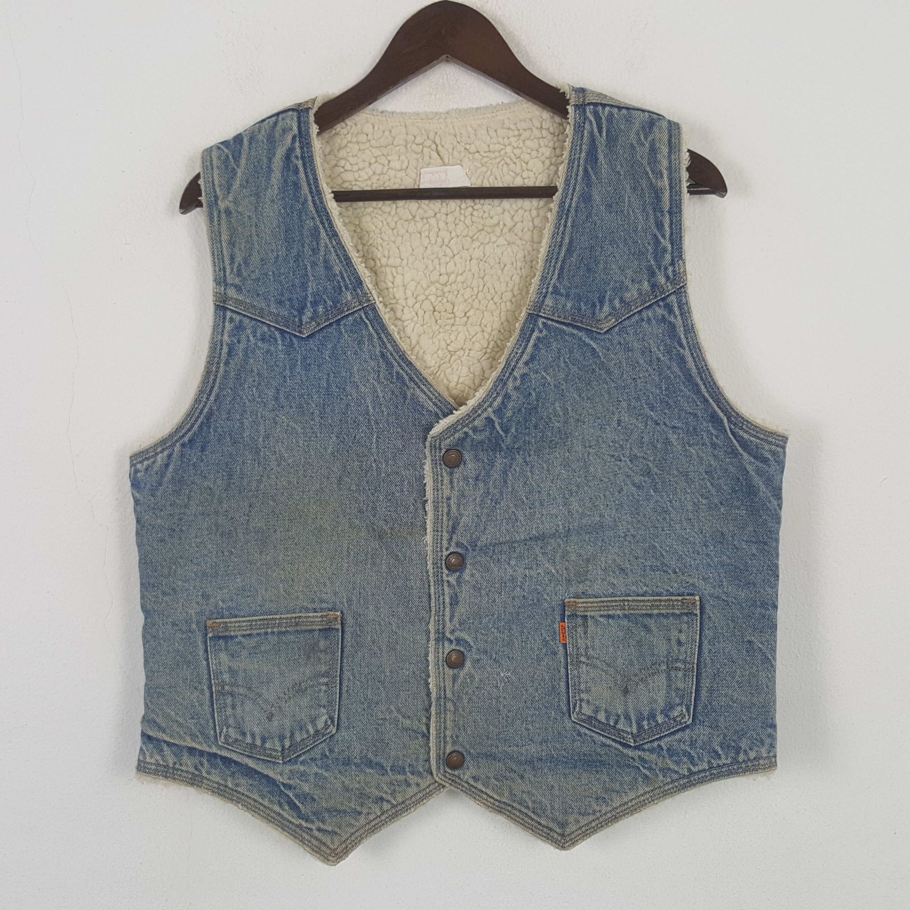 Levi's Vintage Clothing Vintage Levi's Orange Tag Fur Denim Vest Jacket Size US M / EU 48-50 / 2 - 1 Thumbnail