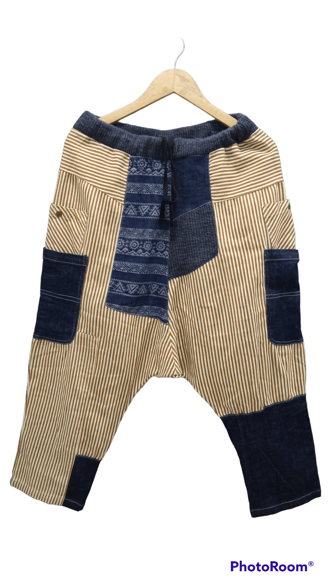 image of Vintage Style Amina Patchwork Boro Hickory Pants, Men's (Size 32)