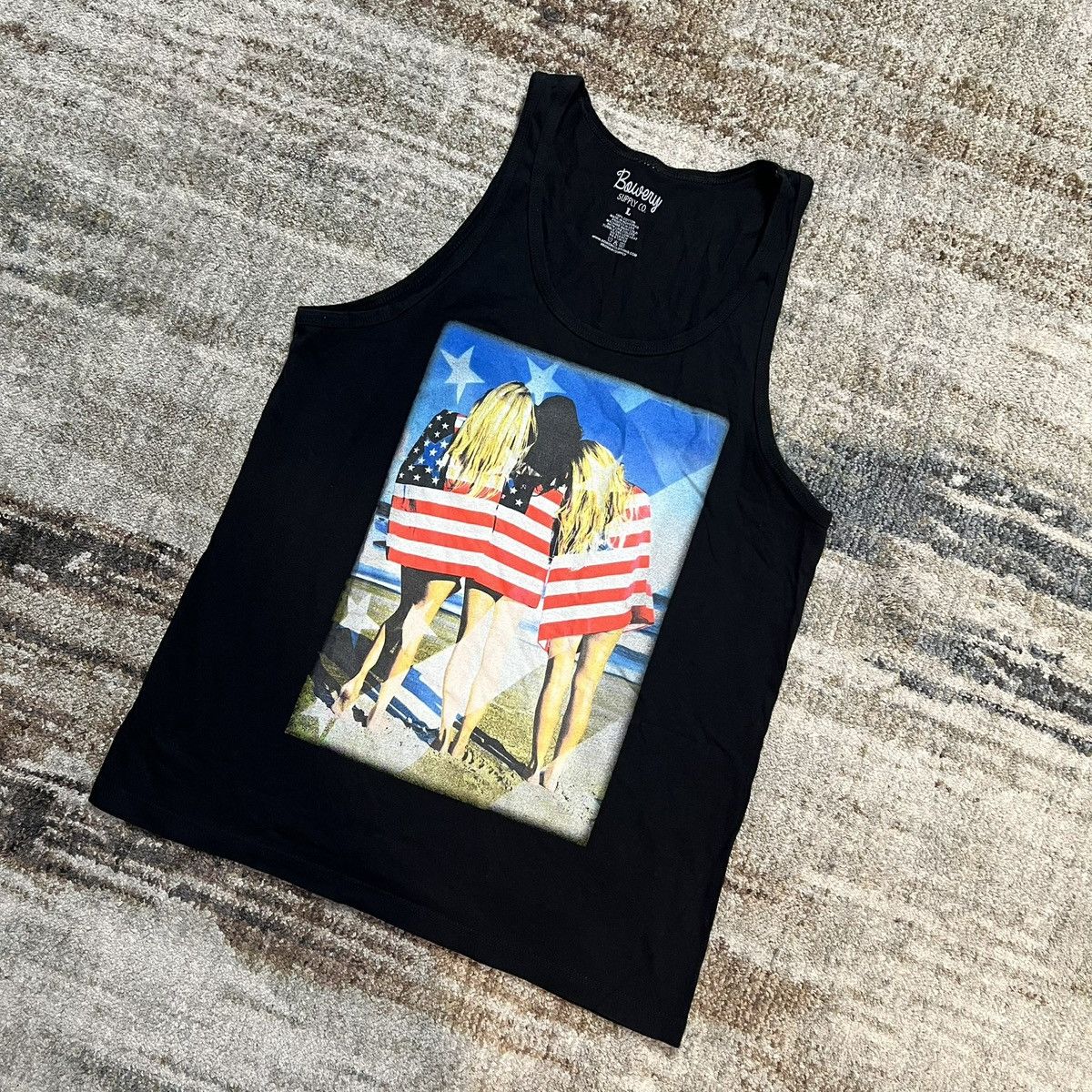 Bowery NEW 3 Girls Flag Tank Top size large black Size US L / EU 52-54 / 3 - 1 Thumbnail