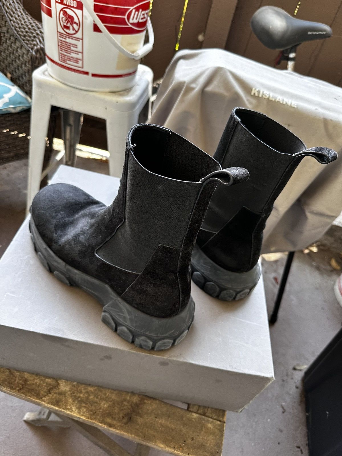 Rick Owens Rick Owens Black Suede Beatle Bozo Tractor Boots Size US 11.5 / EU 44-45 - 2 Thumbnail