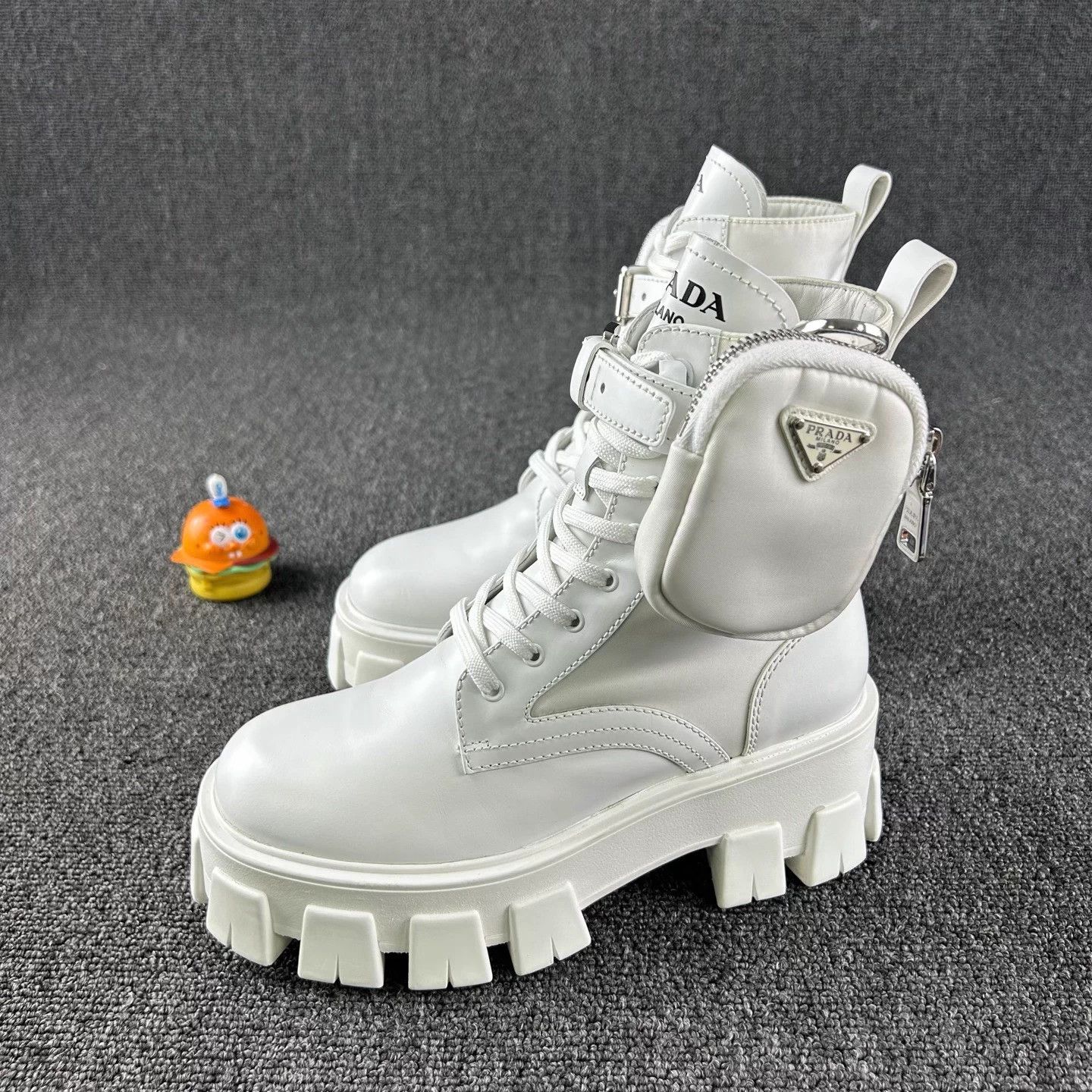 Prada Style: Prada White Platform Martin Boots Size US 5.5 / IT 35.5 - 3 Thumbnail
