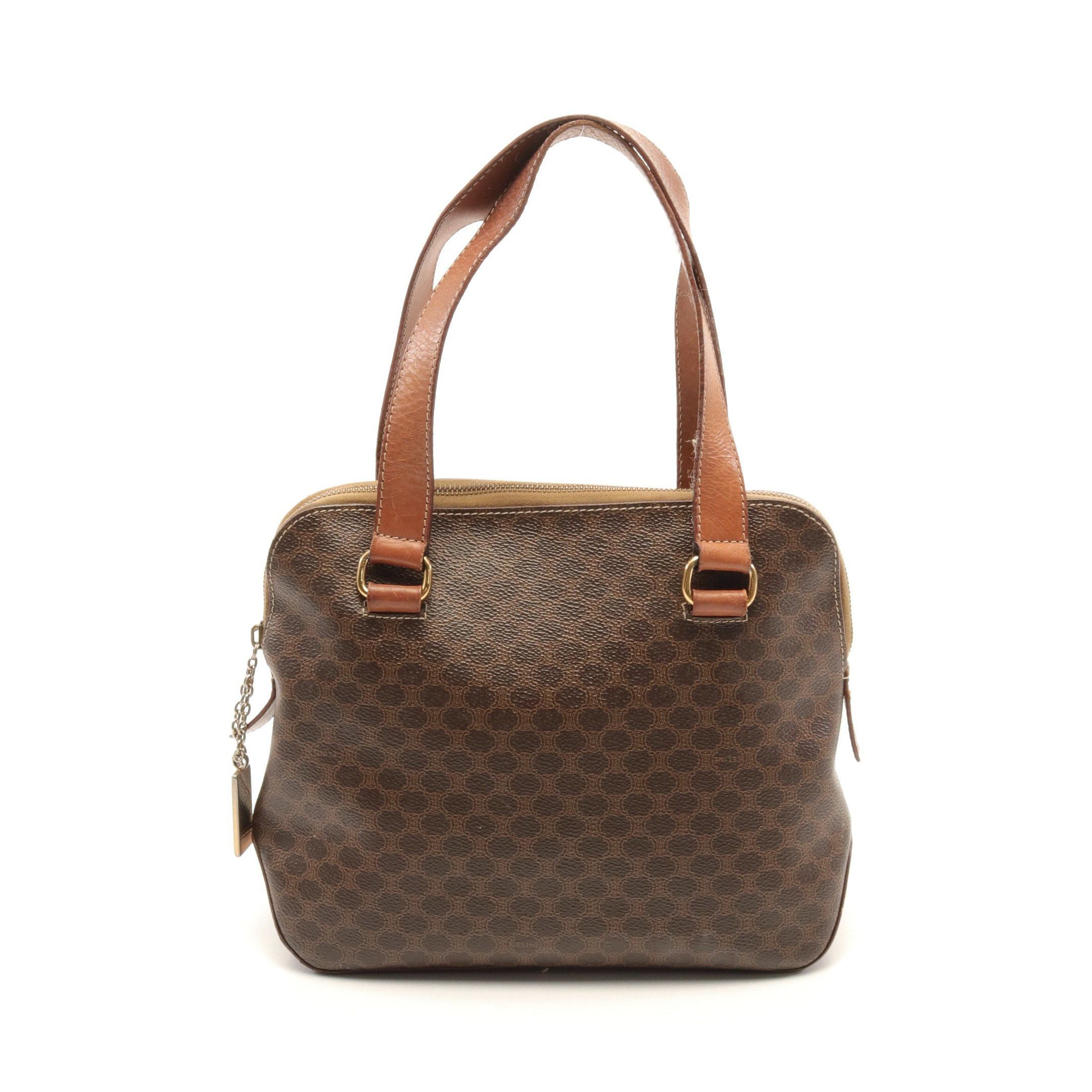 image of Celine Macadam Handbag Pvc Leather Dark Brown Brown, Women's