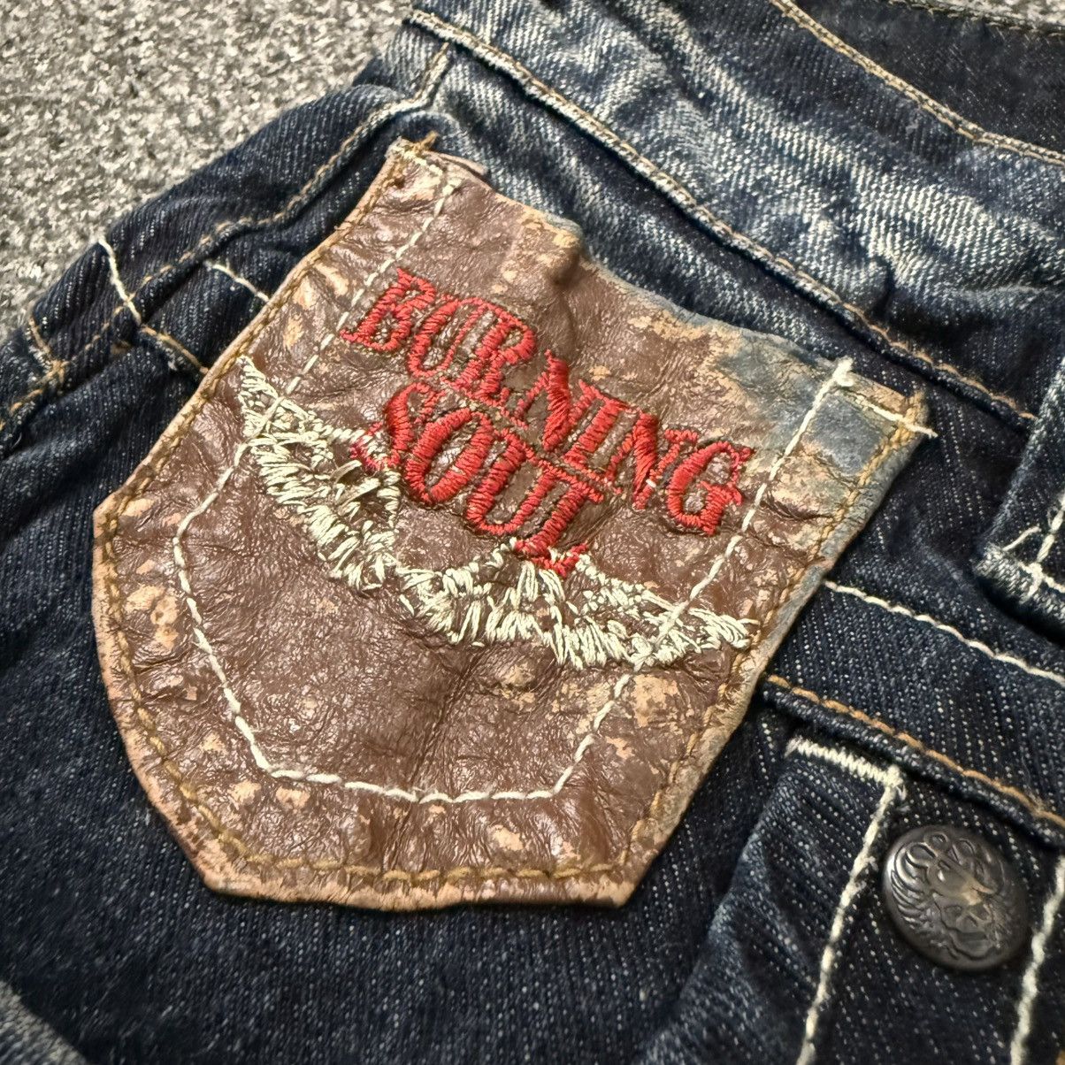 If Six Was Nine Insane Japanese Leather Flared Sick Soul Distressed Y2K LGB Size US 34 / EU 50 - 15 Thumbnail
