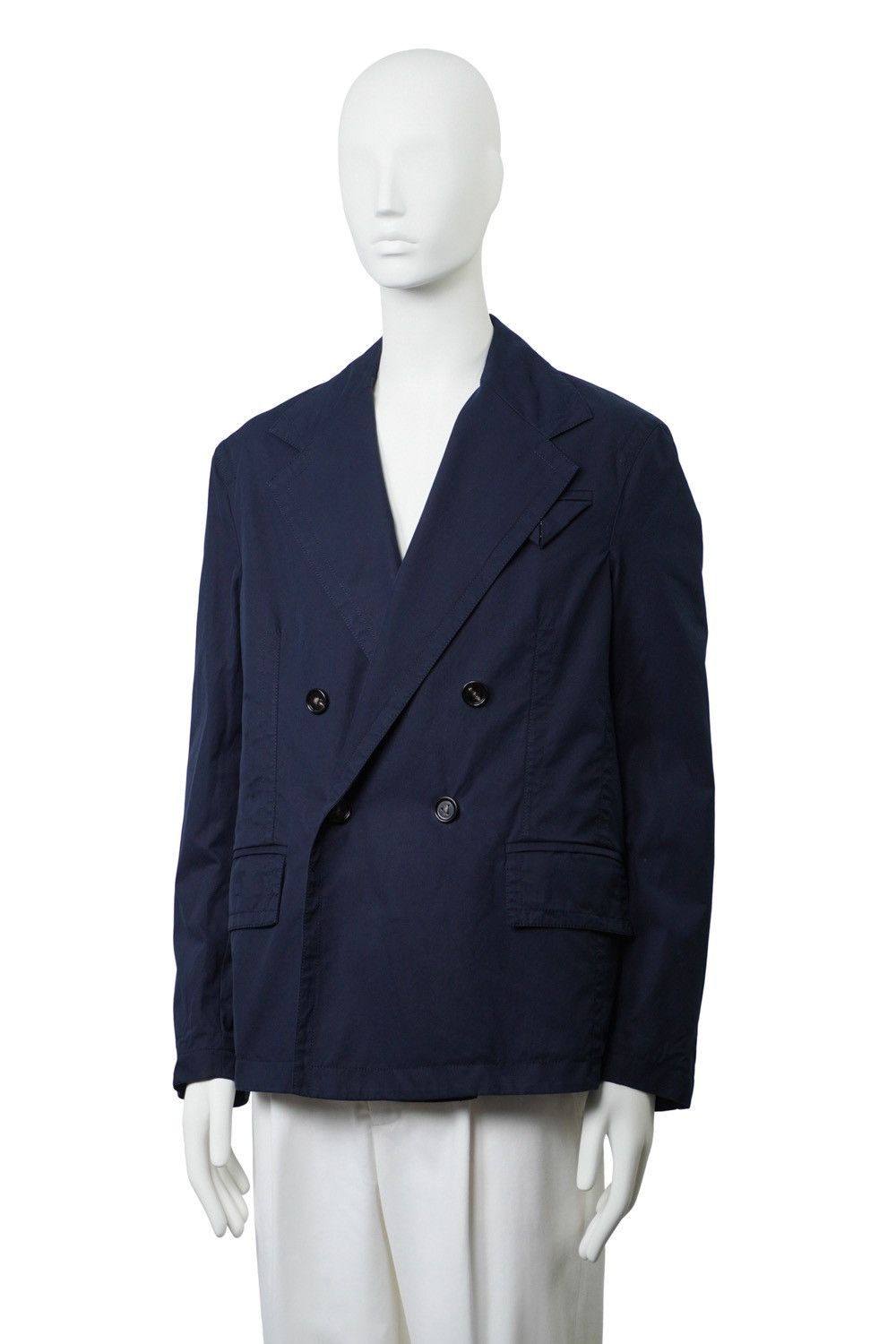 Bottega Veneta BOTTEGA VENETA Navy Twill Double-breasted Blazer Size 46R - 3 Thumbnail