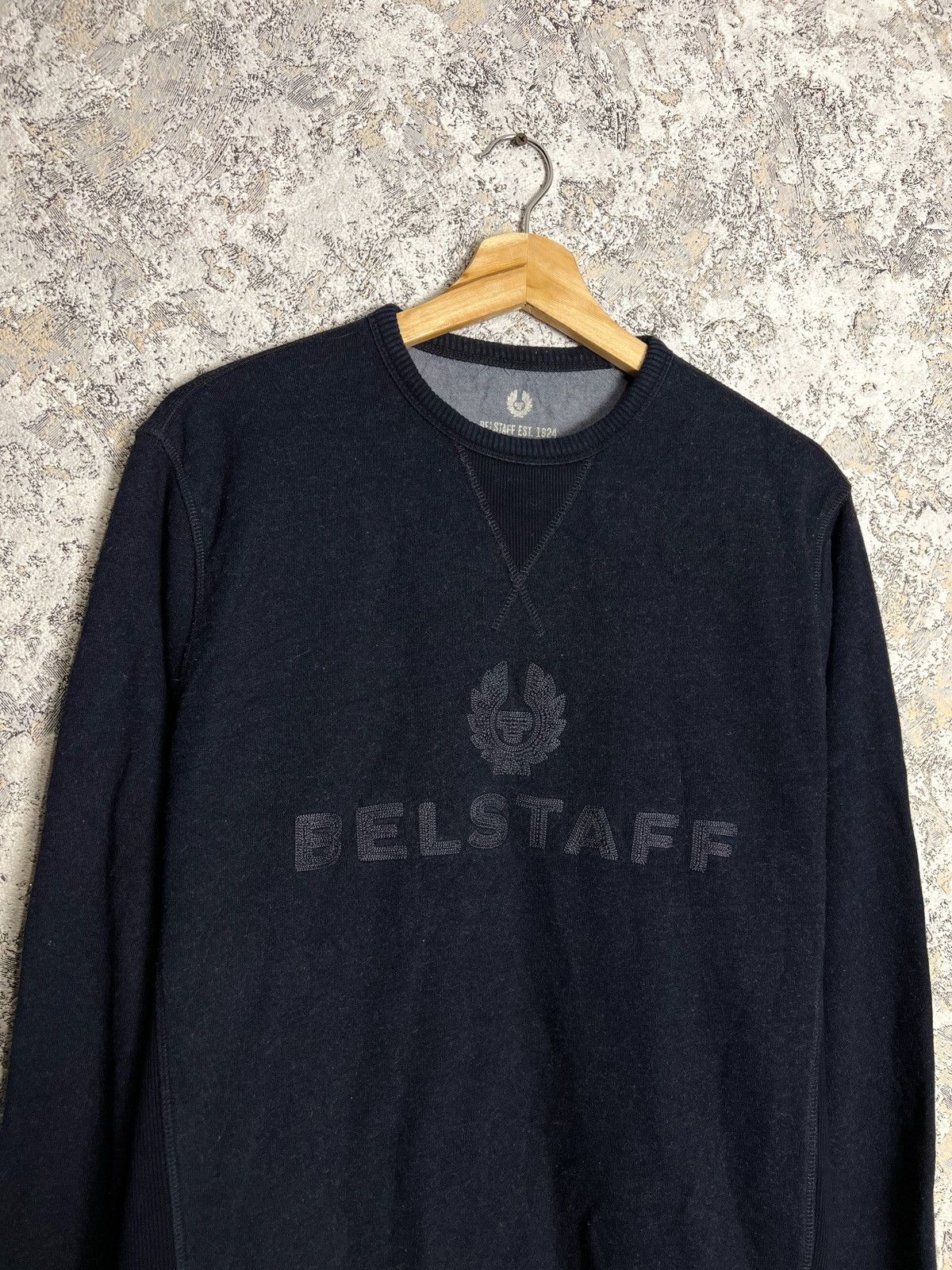 Belstaff × Vintage Vintage Belstaff Big Logo Navy Sweatshirt Long Sleeve Size M Size US M / EU 48-50 / 2 - 2 Thumbnail