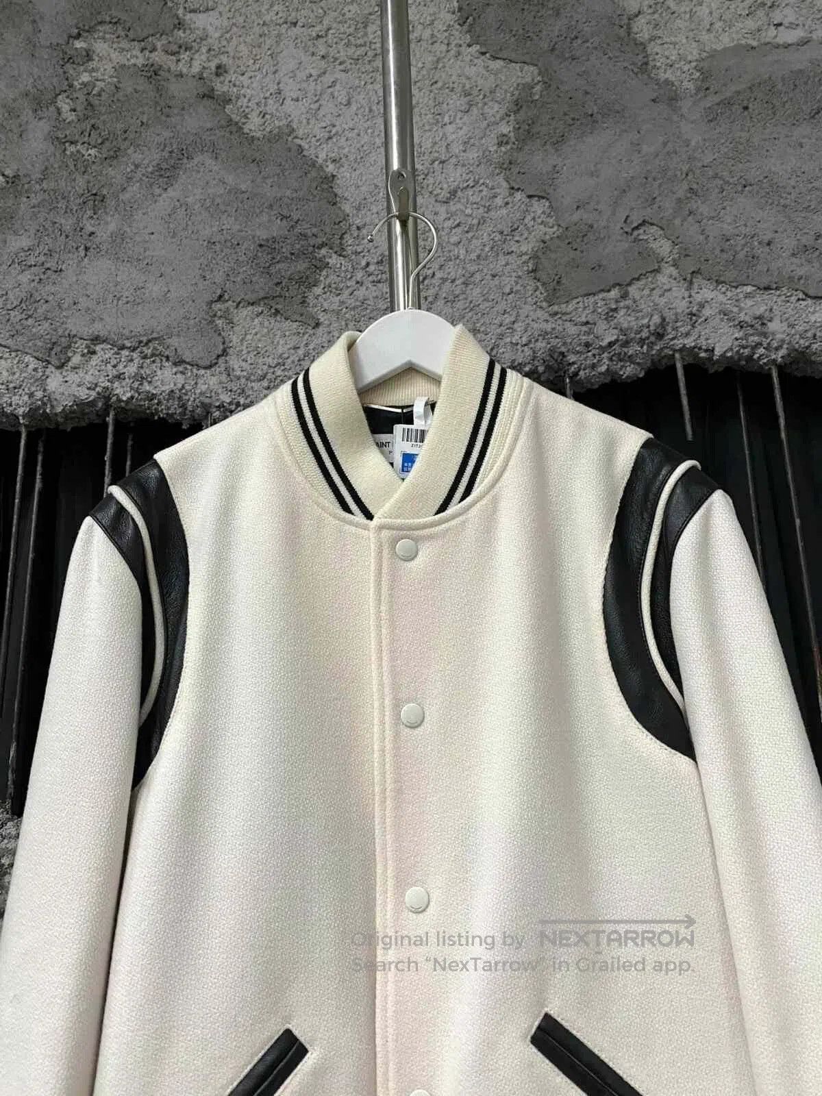 Saint Laurent Paris Saint Laurent White Baseball Jacket. Size US M / EU 48-50 / 2 - 3 Thumbnail